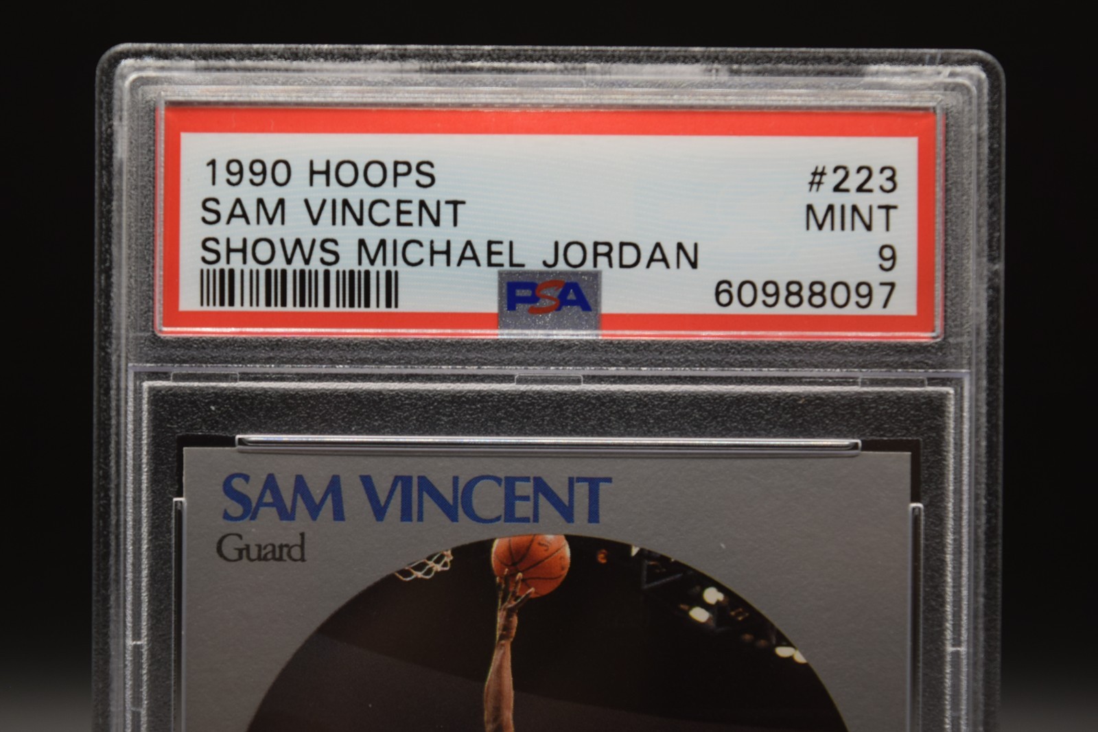 1990-91 NBA Hoops Sam Vincent Michael Jordan Wearing #12 Jersey #223 PSA 9 MINT view 2