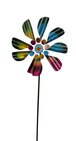 Windrad Metall Regenbogenfarben Gartenstecker 160Cm Garten Dekoration Deko-image