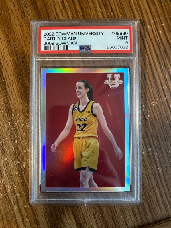 2022-23 Bowman Chrome University 2009 Insert Refractor Caitlin Clark PSA 9