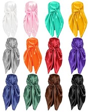 Tergy 12PCS 35" Satin Head Scarf Large 35 inches x 35 inches, 12 Pieces