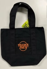 Limited Trader Joe's Mini Halloween Canvas Tote Bag BLACK W Orange Lettering🧡