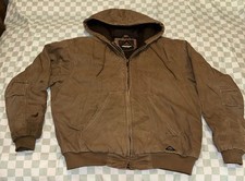 Ridgecut Toughwear Men  s Brown Hooded Canvas Work Lined Jacket Size XL