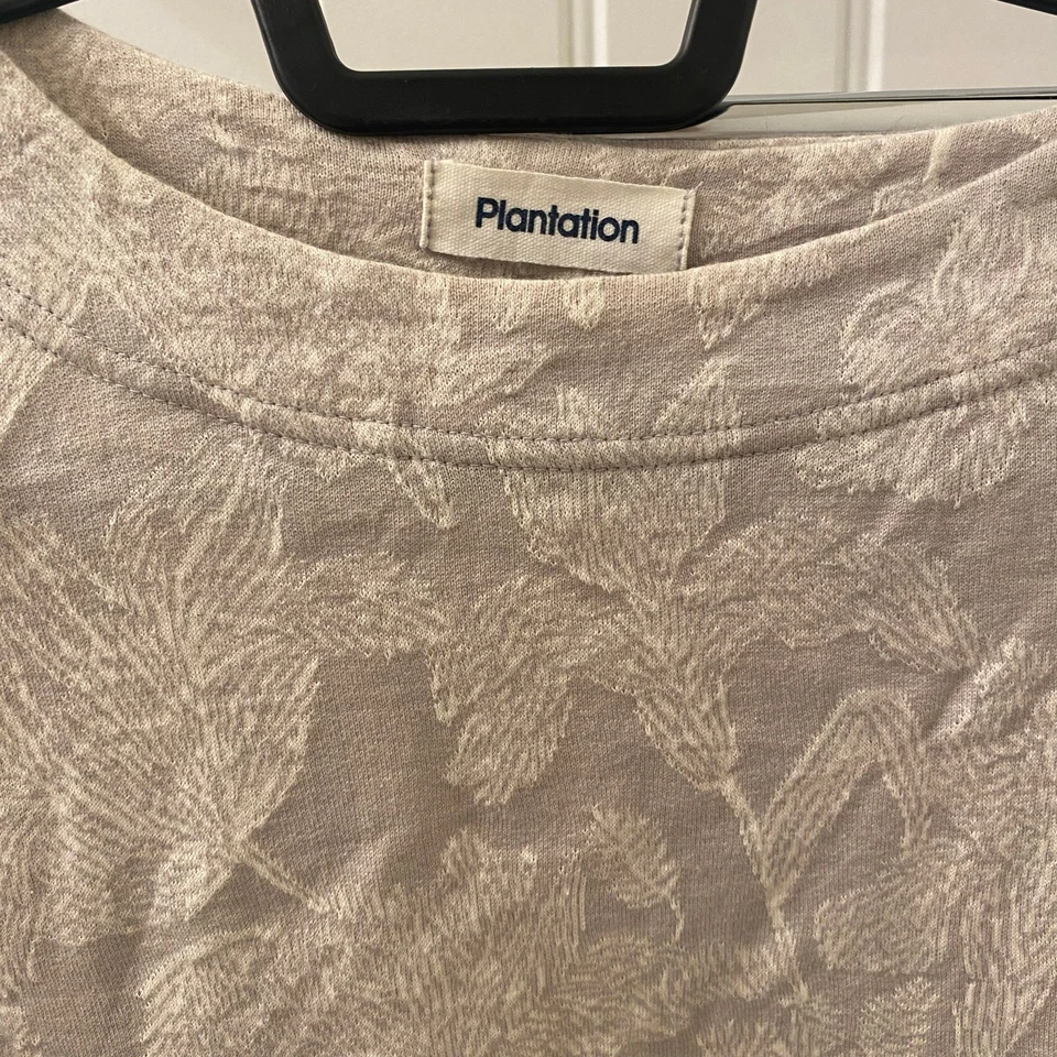 Plantation Issey Miyake Floral Jacquard Long Sleeve Top Medium Beige Boxy Japan - Image 3 of 4