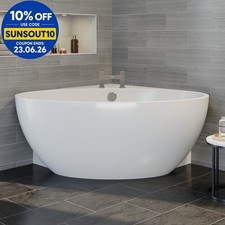 Modern Designer Corner Freestanding Bath Acrylic Bathtub 1510mm Built-In Waste