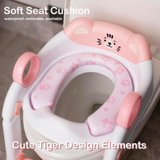 Potty Training Seat Cute Tiger Design Elements Foldable Toilet Soft Cushion Both