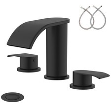 8 inch Bathroom Faucet Matte Black, Waterfall Bathroom Sink Faucet Black with...