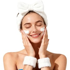 Fmeida Wrist Bands for Washing Face Skincare Headband Spa Headbands, White, 3...