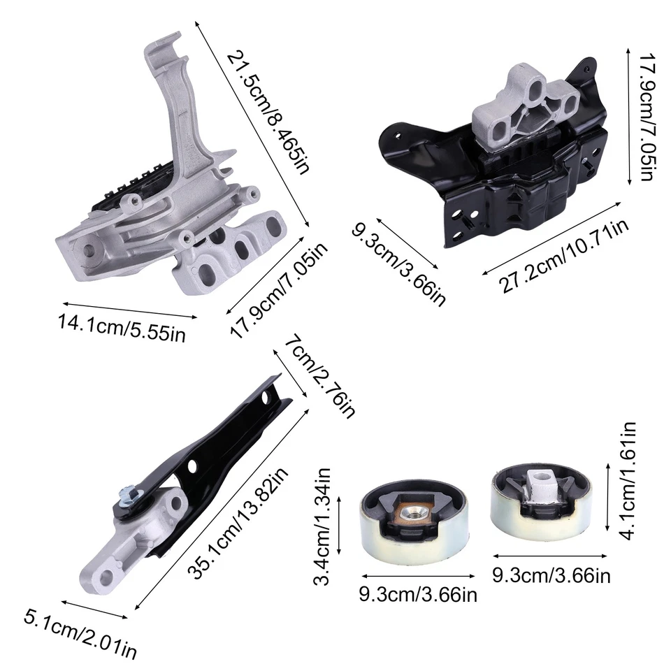 Комплект креплений двигателя и коробки передач 5 шт подходит для Audi A3, A3 Quattro L4-2,0 л - Изображение 3 из 4