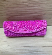 Mary Kay Lipstick Carrying Case hot pink satin lined mirrored glass beads travel