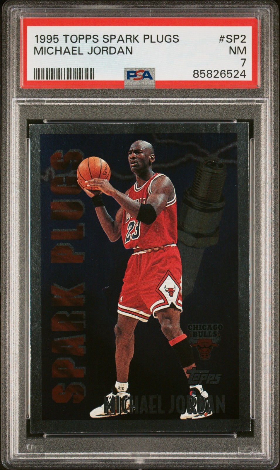 1995-96 Topps Spark Plugs Michael Jordan #SP2 PSA 7 HOF invest cards on the rise