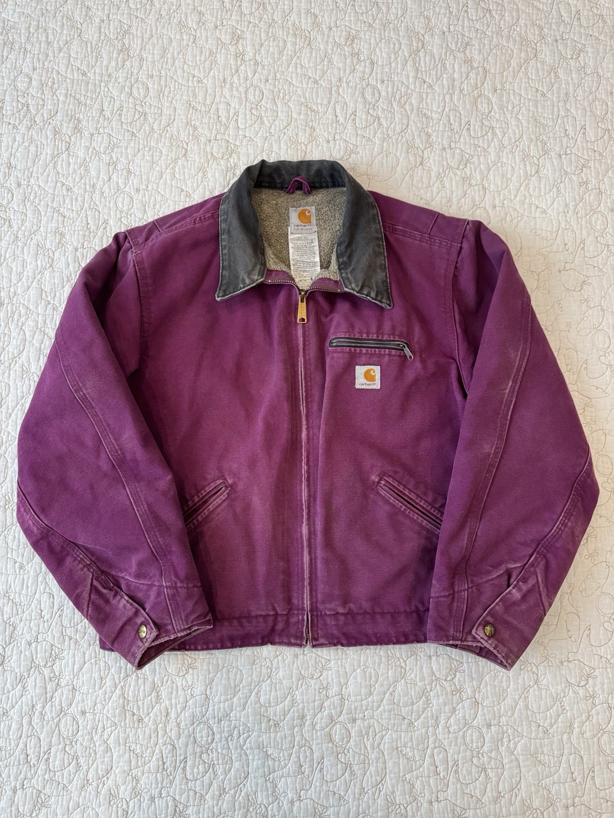 Vintage Carhartt Women's Sandstone Detroit Jacket Large WJ097 BGP Purple Rare