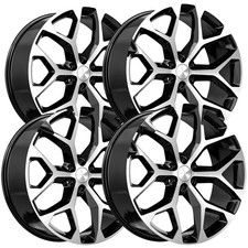 Set Of 4 Replica G-09 Snowflake 22x9 6x5.5 24mm Blackmachined Wheels Rims Set Of 4 Replica G-09 Snowflake 22x9 6x5.5 24mm Blackmachined Wheels Rims