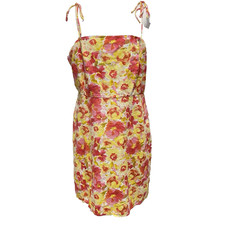 Old Navy Sleeveless Cami Tie String Dress Sz XL Pink Watercolor Floral Boho Cott