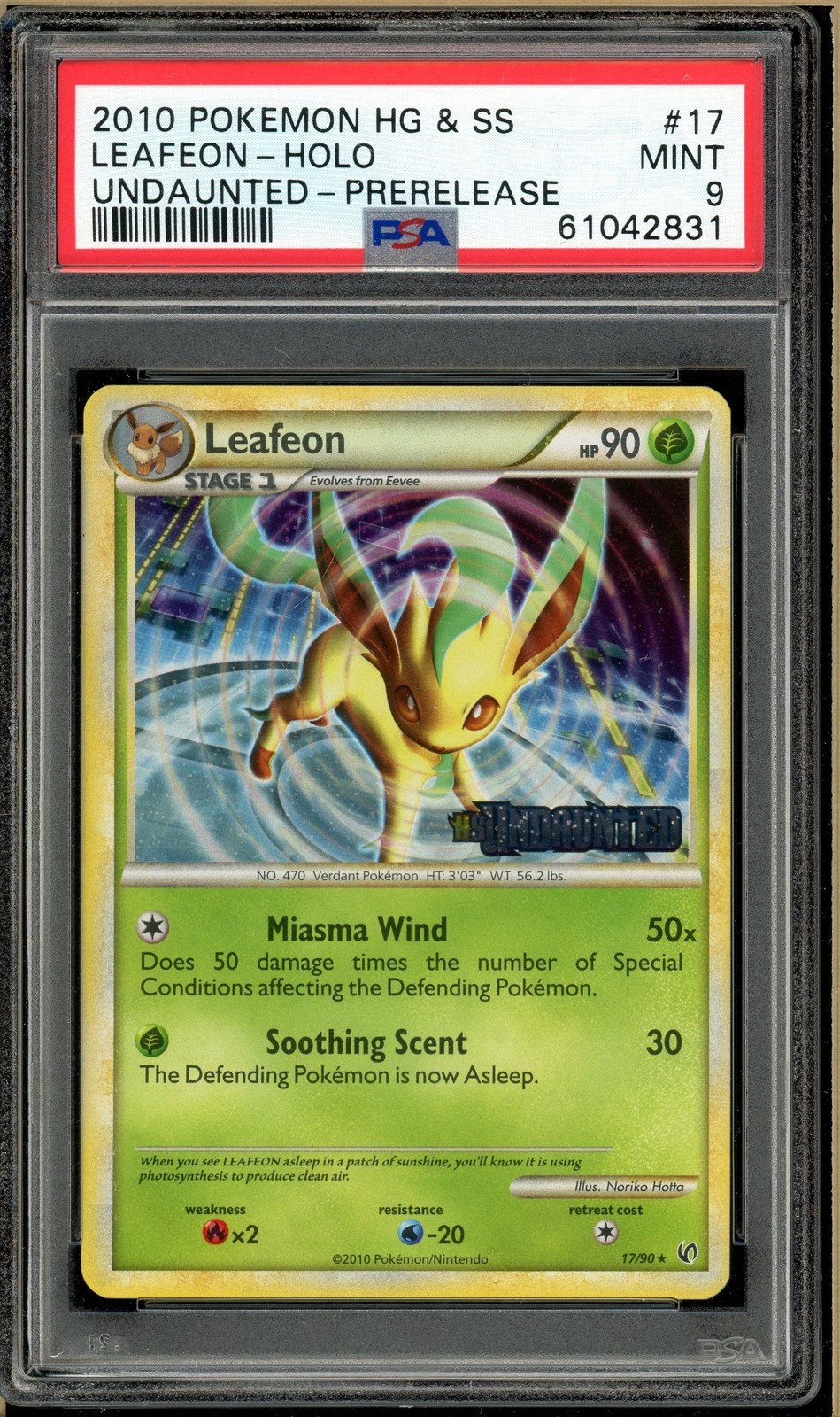 Pokémon - Leafeon Undaunted Prerelease  #17 PSA 9