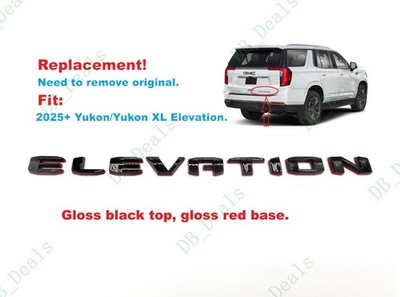 Replacement Gloss Black Red Rear Tailgate Elevation Emblem 2025+ Yukon Yukon XL