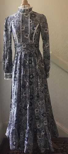 Vintage Laura Ashley 1970’s Maxi Dress Size 8 10 Victorian Prairie Dress