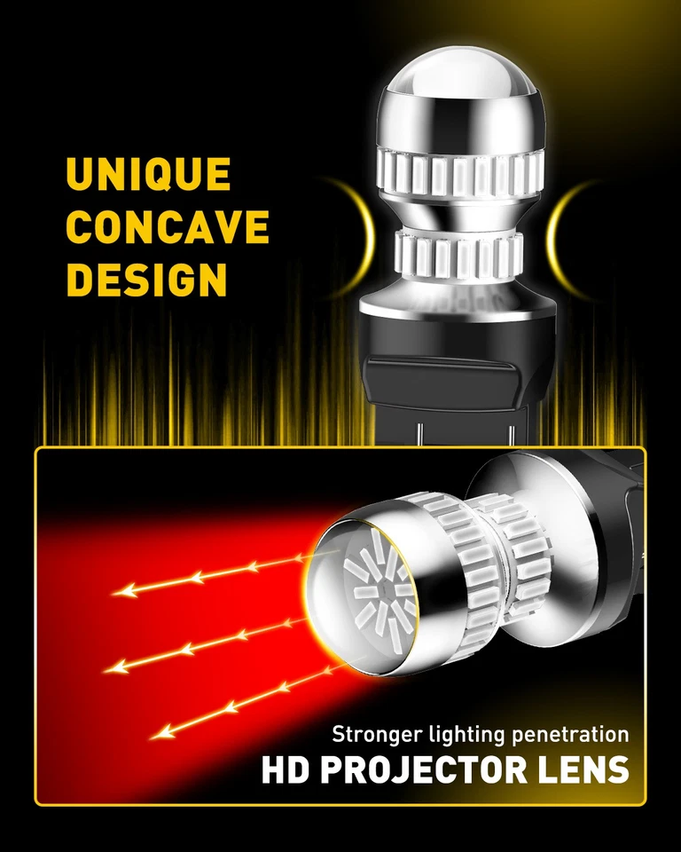 7443 Rojo LED Flash Estroboscópico Parpadeante Freno Trasero Parada Bombillas Luz/Estacionamiento Canbus EV Foto 3 de 4