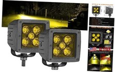 2PCS 3" 100W Amber LED Pods - Yellow Fog Lights - 3" Amber LED Pod Lights