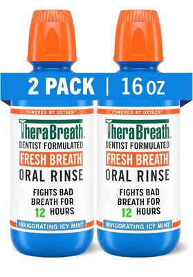Therabreath Fresh Breath Mouthwash+ Overnight Mouthwash , Pack Of 4 )16oz /pc