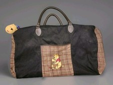 Vintage 90s Y2K Disney Winnie the Pooh Plaid Duffle Bag w/ Pooh Keychain