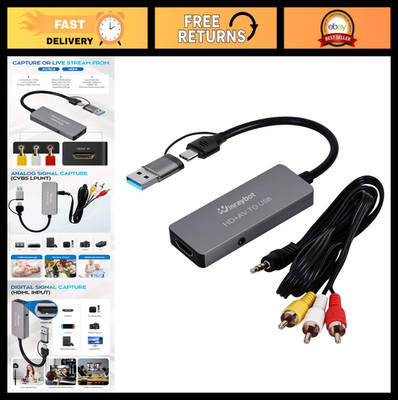 VHS to Digital Converter - RCA/USB Adapter, Video Capture Card for HDMI/S-Video
