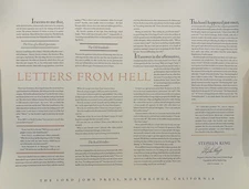 Stephen King Letters from Hell Broadsheet Signed No. 82/500 Autograph