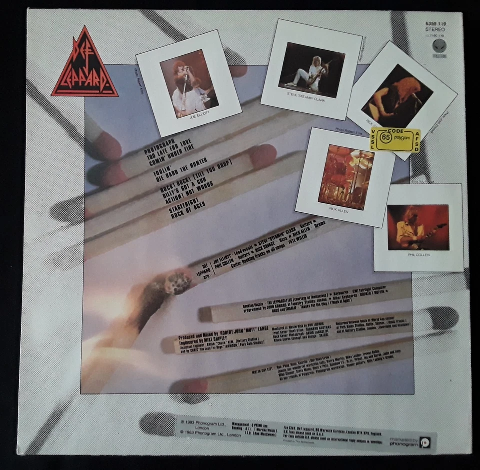 Def Leppard – Pyromania - LP - 33T - NL 1983 - VG+/VG+ - Photo 2/2