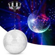 Disco Ball with Motor and Light, 8 Hanging Mirror Ball and 6RPM Batteries Pow...