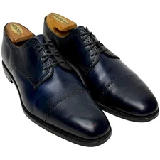 ALLEN EDMONDS YORKTOWN Men's Navy Blue Leather Dress Shoes Cap Toe Derby Sz 9.5D