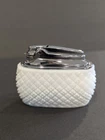 Vintage Ronson? Milk Glass Chrome Table Top Lighter Diamond Pattern 2.75" Tall