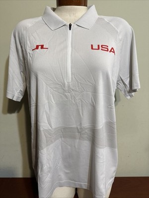 J. LINDEBERG ALIZEE SEAMLESS POLO WOMEN'S XXL WHITE LIGHT GRAY USA GOLF NEW NWT