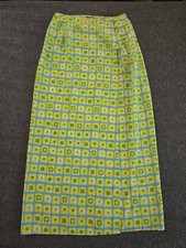 Park Avenue Vtg 70s Mod Psychedelic Wrap Maxi Skirt Womans Sz Med Avocado Green