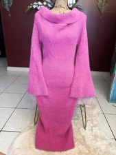 Fashion Nova Pink Knit Stretch Long Sweater Dress Cowl Neck Bell Sleeve Size 2X