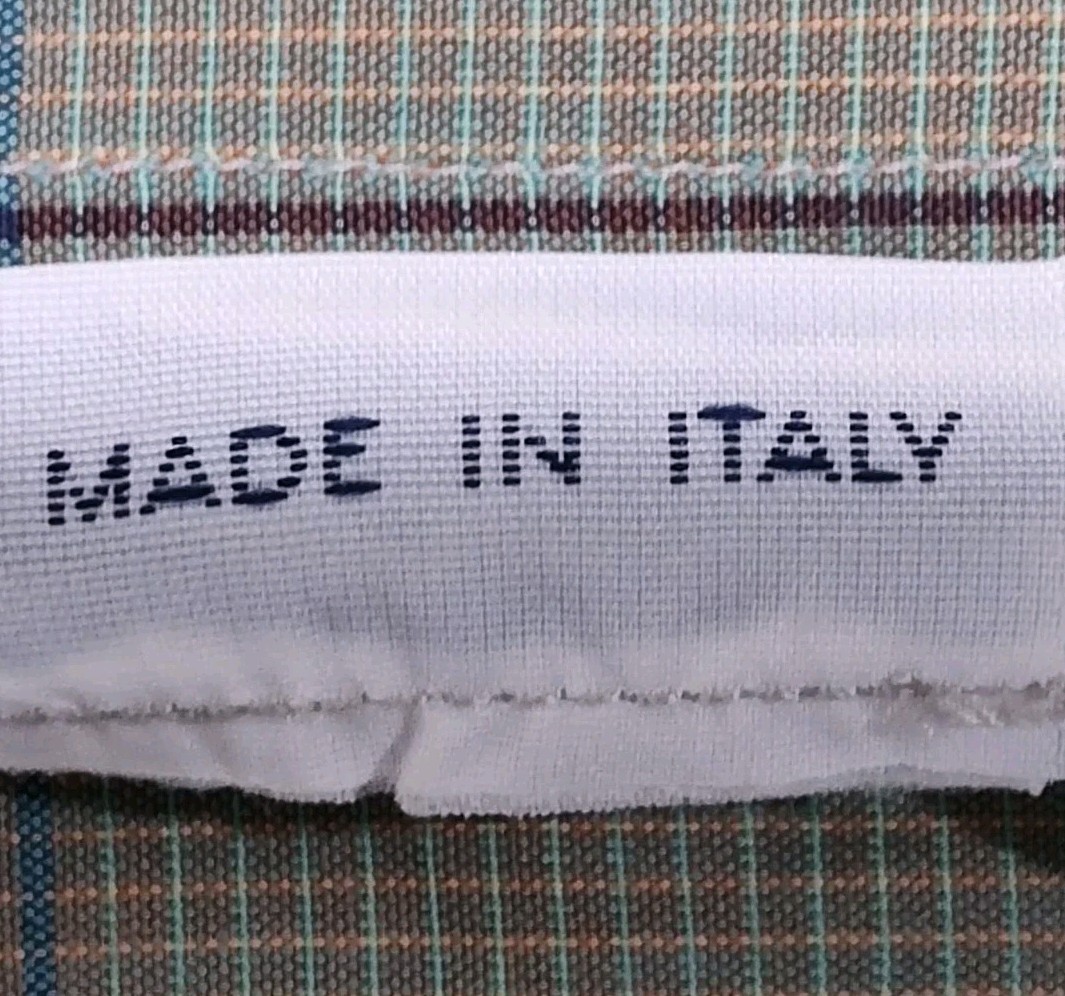 Brioni Dress Shirt Men's XL Cotton Sage Green Full Cut Windowpane Check Italy