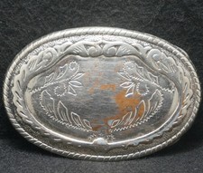 XC15108 AWESOME VINTAGE 1970s FLORAL WESTERN STYLE FASHION UNISEX BELT BUCKLE