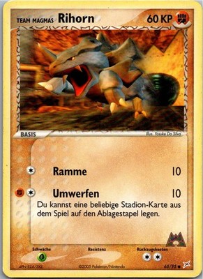 Pokémon Rihorn 68/95 EX Team Magma vs Team Aqua 2005 Deutsch