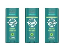  3 Tom's of Maine Aluminum Free Deodorant North Woods Scent, 3.25 oz