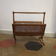 Portariviste vintage in legno e paglia di Vienna 