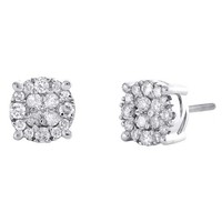 10K WeißGold Diamant Ohrstecker Unisex 8,5Mm 4Er Zinken Rund 0,75 CT