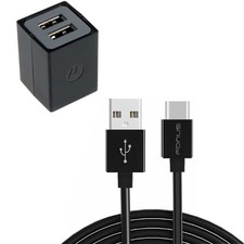 Home Wall Charger 6ft Long USB-C Cable 2-Port Power Adapter for Smart Phones