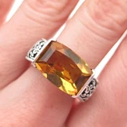 CHATEAU D'ARGENT 925 Sterling Silver Vintage Real Citrine Floral Ring Size 6.5