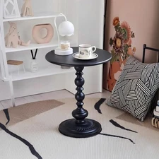 Side Table - 13.8" Round Small Accent Table with Metal Base, Multifunctional ...