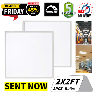 2 Pack 2x2 LED Flat Panel Troffer Lights 5000K White Dimmable Drop Ceiling Light