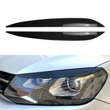 Pair Front Headlight Eyelid Trim Cover Fit VW Touareg 2010-2018 Carbon Fiber Car