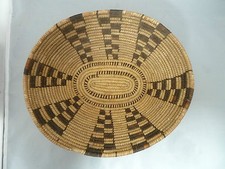 Native American Weave PAPAGO Bowl Basket Tray. Very Nice Design. Approx 10.9" L