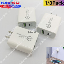 1/3Pack 20W PD USB C QC 3.0 Fast Charger Block Power Adapter For i-Phone Samsung