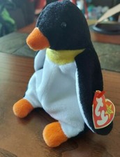 Rare 1995 TY Beanie Babies Waddle the penguin with ERRORS