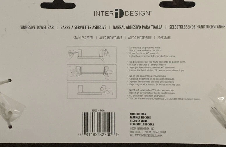 InterDesign Sobre el Gabinete Cocina Adhesivo Plato Toallero Barra Soporte Cromo 29495 Foto 3 de 3