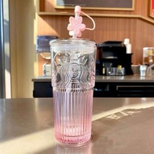 New Starbucks Glass Cup Gradient Sakura Tumbl...