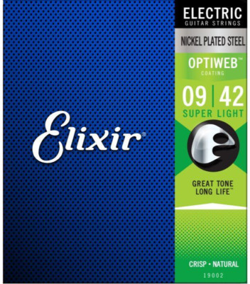 Elixir 19002 Nickel Optiweb beschichtete Rostschutzsaiten für E-Gitarre 9-42